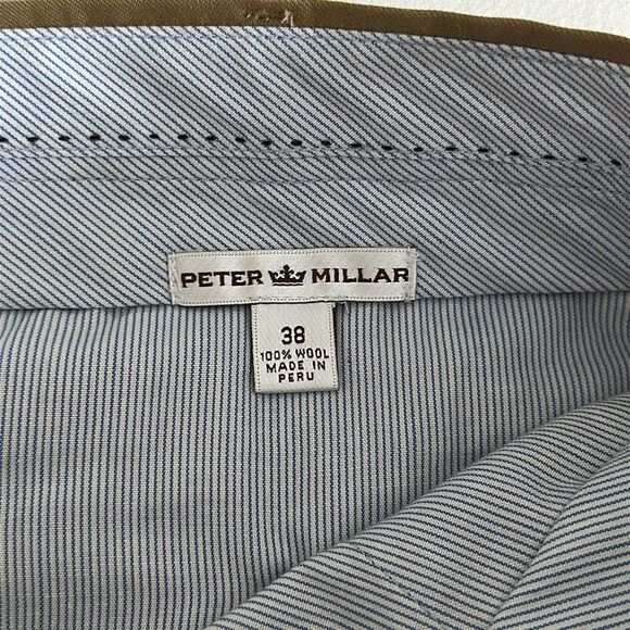 Peter Millar 100% Wool Dress Pants Flat Front Khaki Size 38X32 Made in Peru - Picture 4 of 12